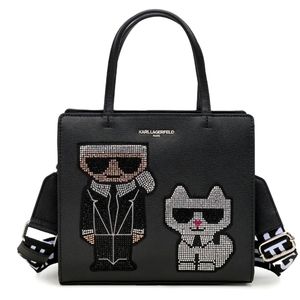 NWT KARL LAGERFELD PARIS Maybelle Black Crossbody Purse With Rhinestones